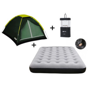 Kit Barraca Igloo 4 Pessoas + 1 Colchão Casal com Inflador + Mini Lampião